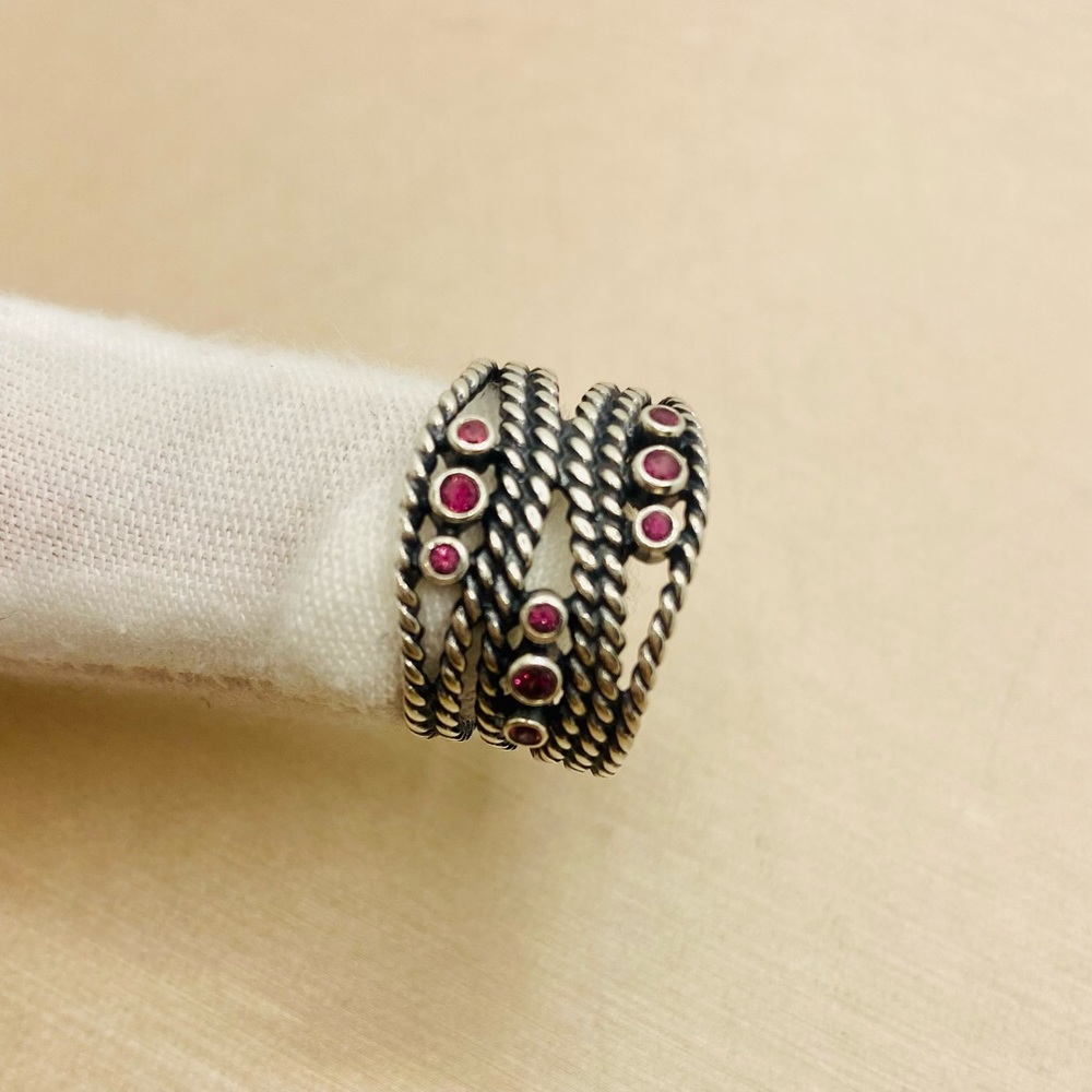 EUC Pandora 190863RHL 925 Sterling Silver Hidden Romance Ring w/ Rhodolite Stone - Picture 10 of 17